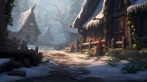 Enchanting Winter Village in Ray Tracing: A Fairytale-inspired Masterpiece