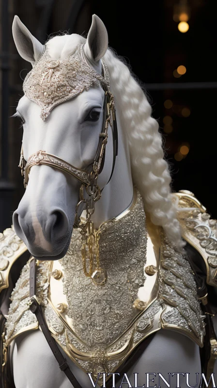 Luxurious Gold-Plated Equine Statue - A Journey into Baroque Elegance AI Image