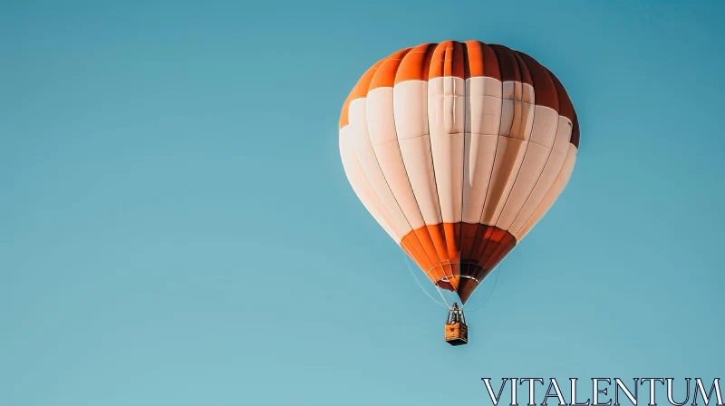Red and White Hot Air Balloon in Flight AI Image