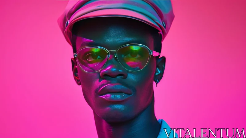 Serious African-American Man in Hat and Sunglasses | Close-Up Portrait AI Image