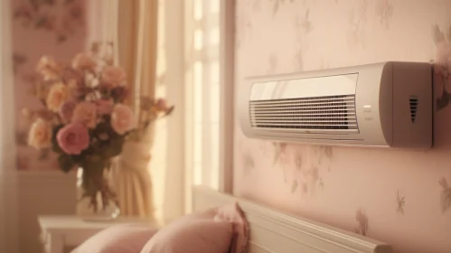 Sleek White Air Conditioner in Bedroom