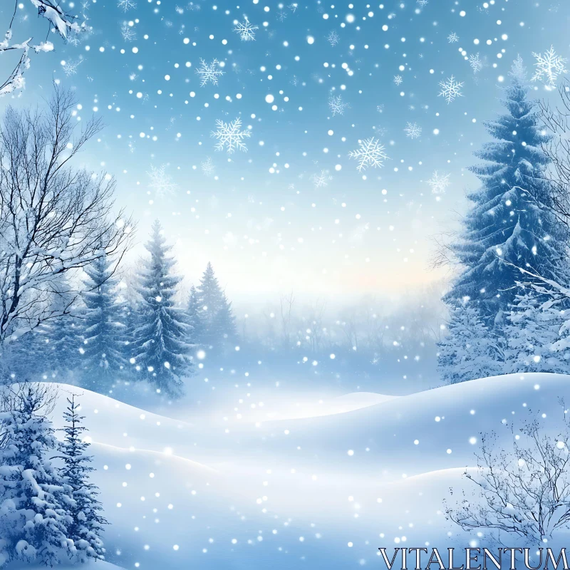 Winter Wonderland: Snow-Covered Forest AI Image