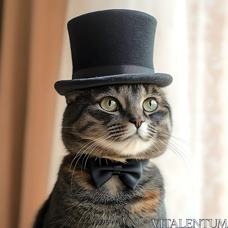 Dapper Tabby Cat Portrait AI Image