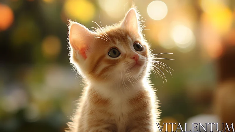 Cute Ginger Kitten in Autumn AI Image