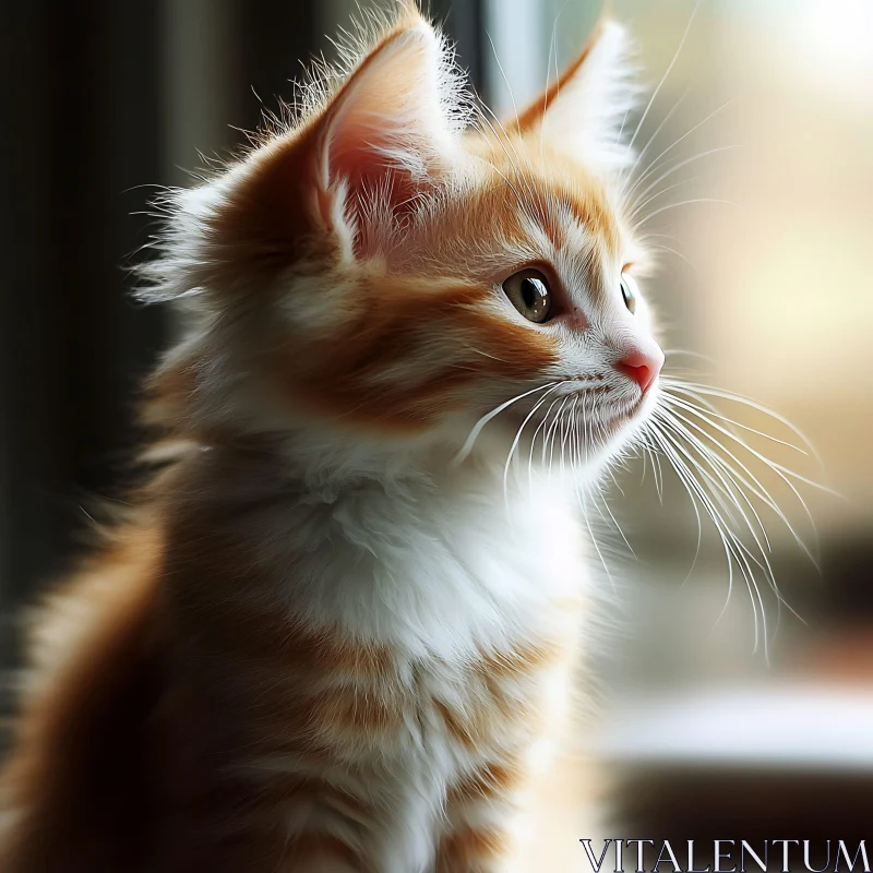 Ginger and White Kitten in Soft Light AI Image