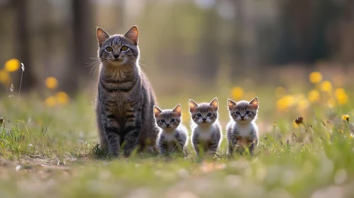 Cat Family in Nature