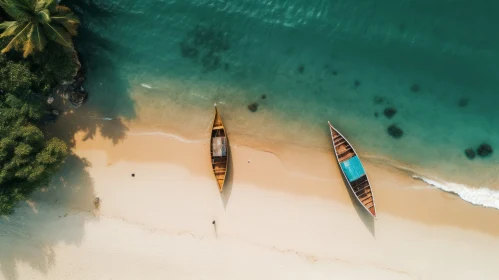 Aerial Photography of Wooden Canoes on Sandy Beach - Capturing the Essence of Indigenous Culture