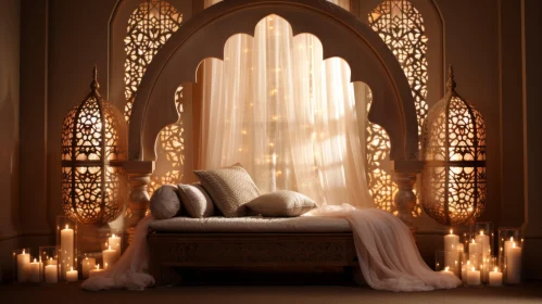 Arabesque Bedroom Interior with Romantic Candlelight
