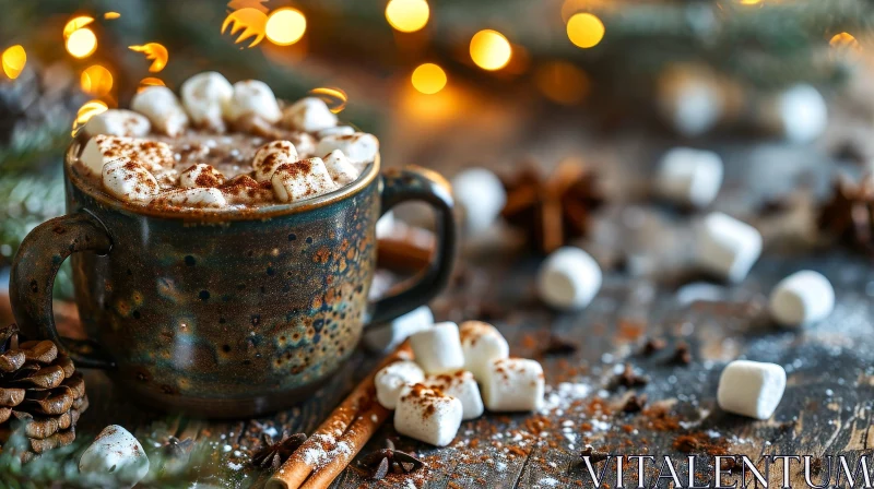 Cozy and Inviting Cup of Hot Chocolate with Marshmallows AI Image