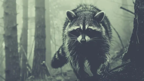Curious Raccoon in the Forest - Wildlife Close-Up
