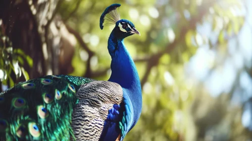 Exquisite Peacock in a Lush Green Forest
