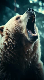 Poetcore-Inspired Image of a Snarling Bear in the Wilderness