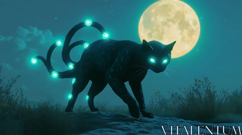 Enigmatic Night Creature Illuminated by Moonlight AI Image