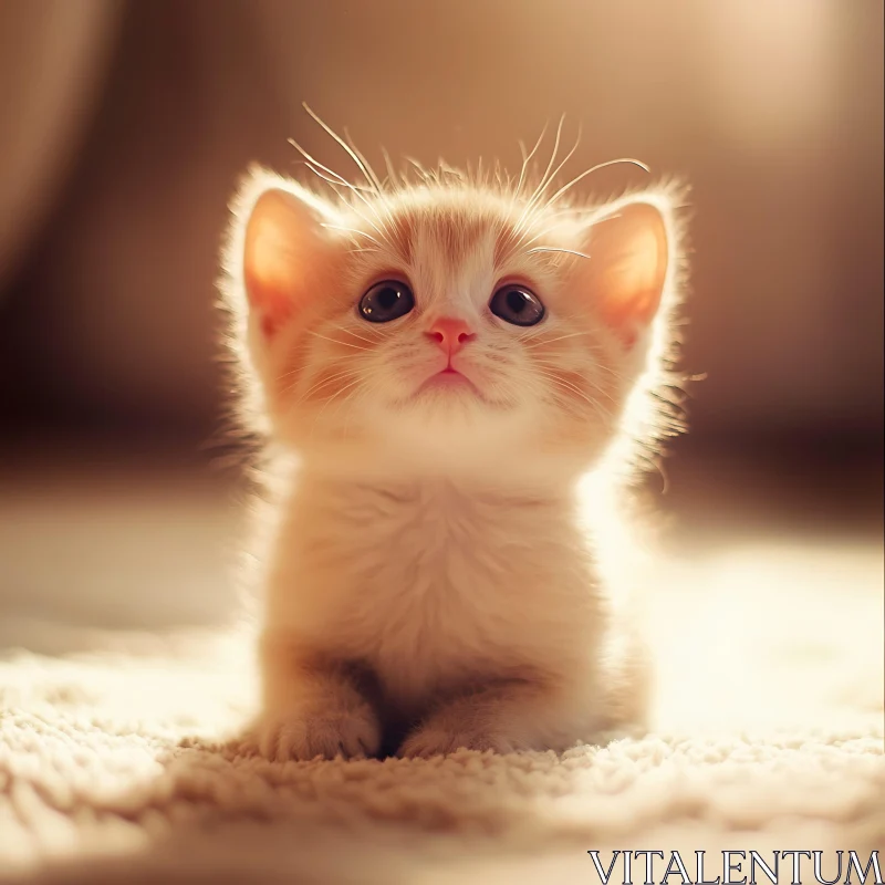 Cute Young Kitten with Warm Lighting AI Image