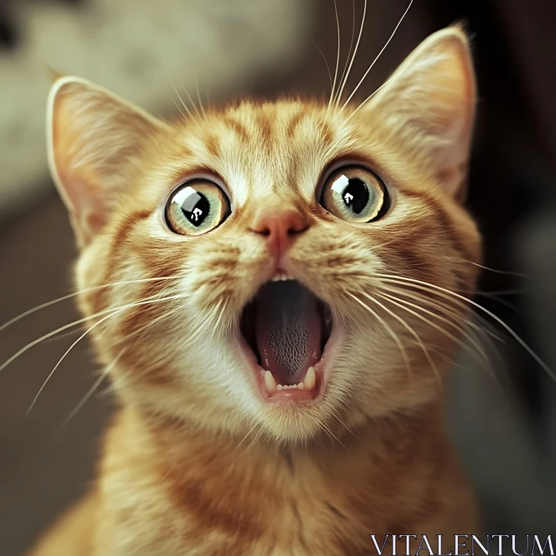 Shocked Orange Kitten with Wide Eyes AI Image