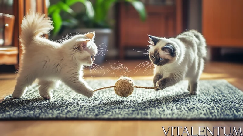 Adorable Kittens Enjoying Playtime Indoors AI Image