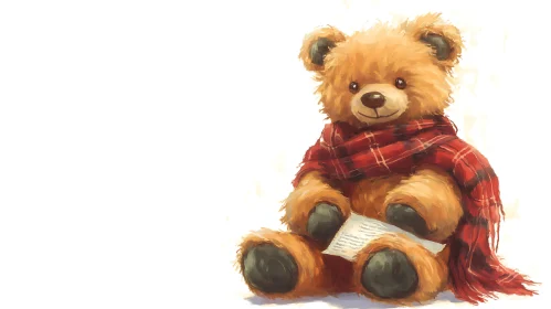 Charming Teddy Bear with Scarf and Note