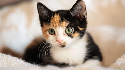 Cute Calico Kitten Portrait