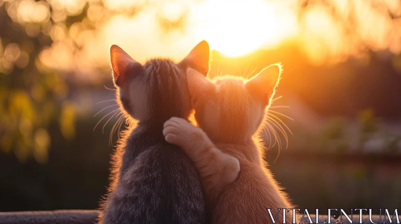 AI ART Charming Kittens Enjoying a Sunset