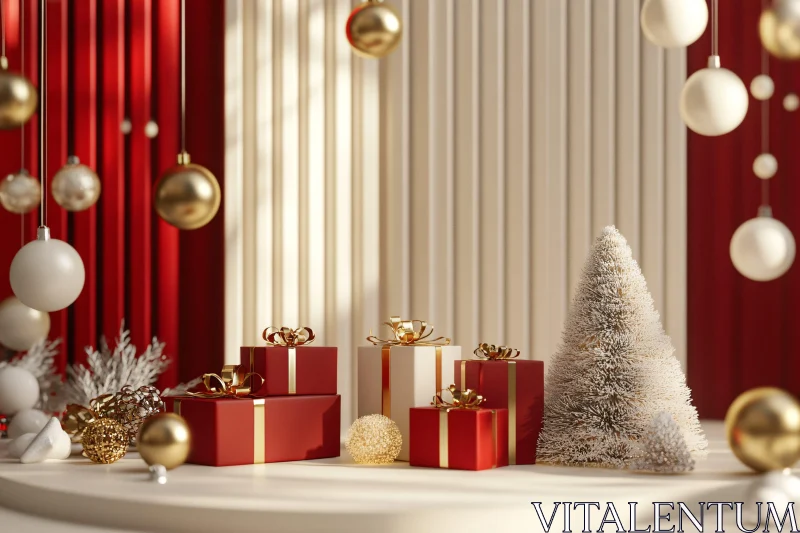 Festive Holiday Scene with Gifts AI Image