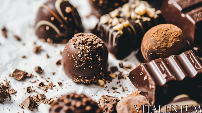 Close-up of Variety of Chocolates | Chocolate Photography AI Image