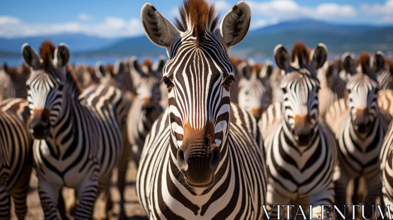 Close-up Zebra Face with Stripes AI Image