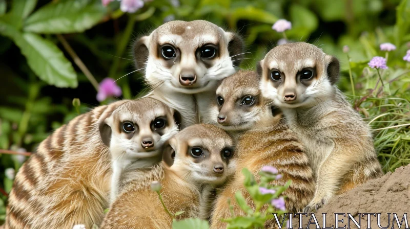 Curious Meerkat Group | Wildlife Photography AI Image