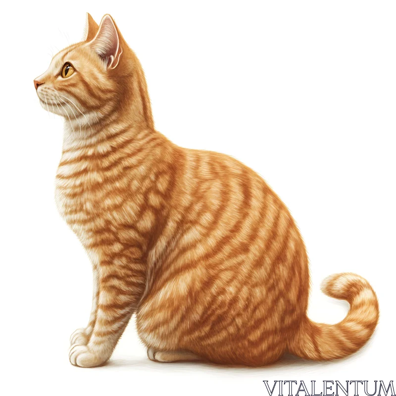 Profile View of a Ginger Cat Digital Art AI Image