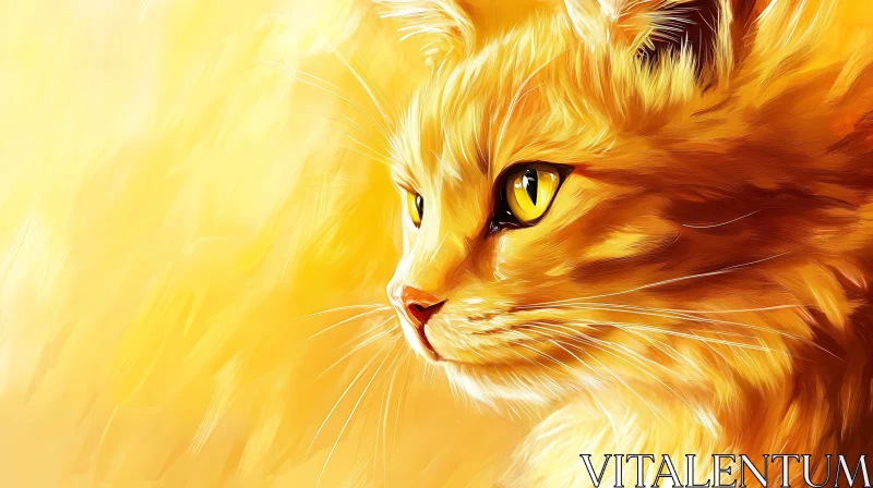 Golden-Hued Cat Side Profile AI Image