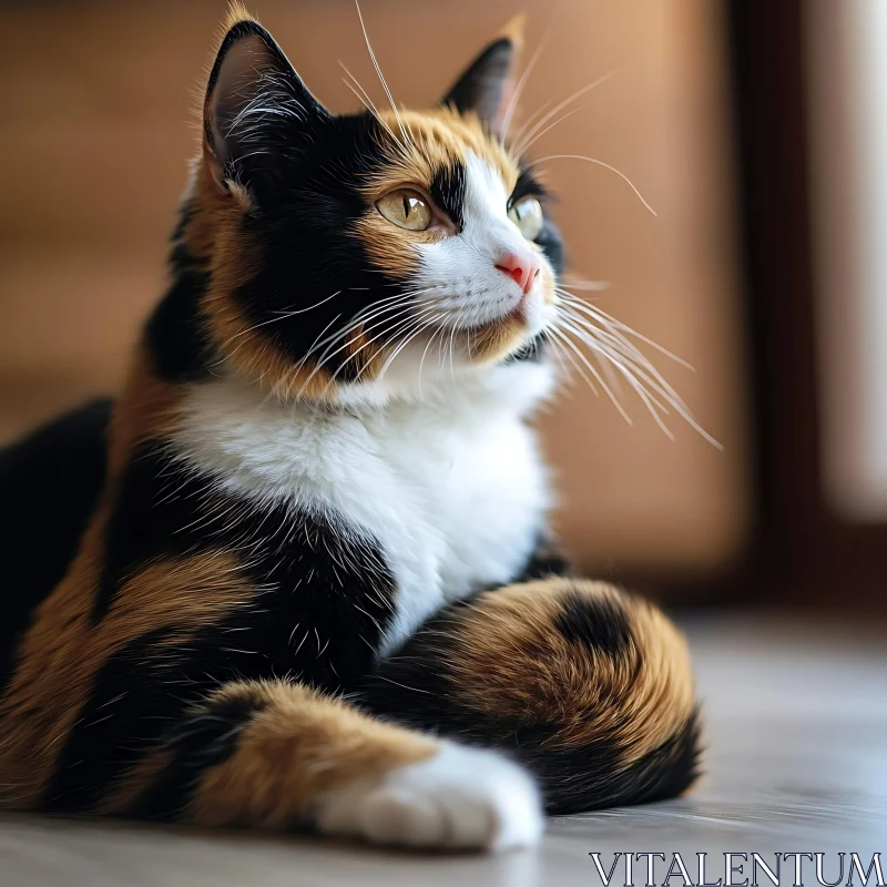 Tranquil Calico Cat Portrait AI Image