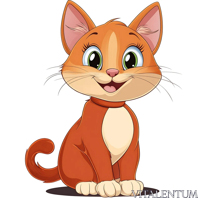 Smiling Orange Cartoon Cat Image AI Image