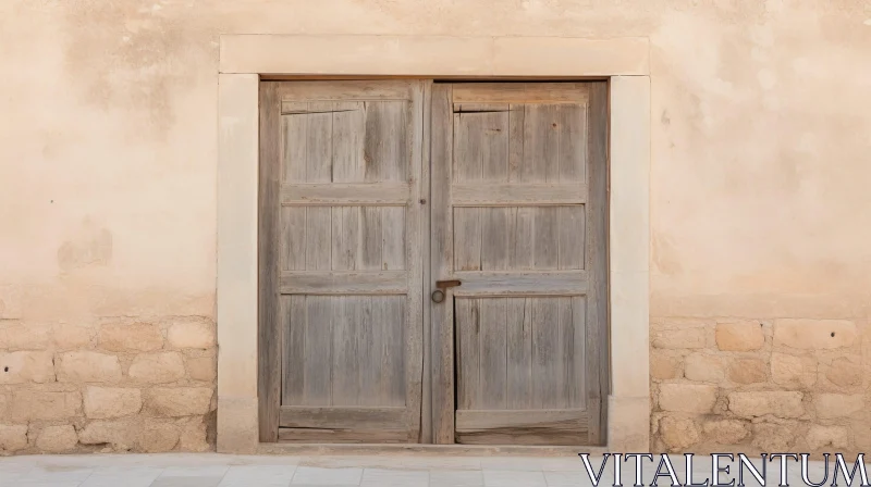 Rustic Wooden Door with Metal Doorknob AI Image