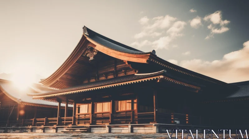 Serene Japanese Temple at Sunset | Classic Architecture AI Image