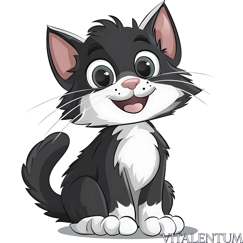 Happy Cartoon Cat Drawing AI Image