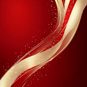 Golden Swirls on Deep Red Background