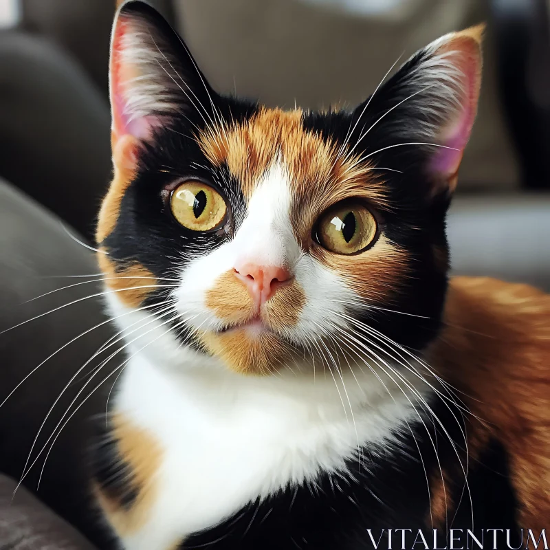 Intricate Calico Cat Portrait AI Image