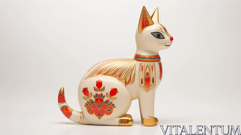 AI ART Ancient Egyptian Cat Figurine 3D Rendering