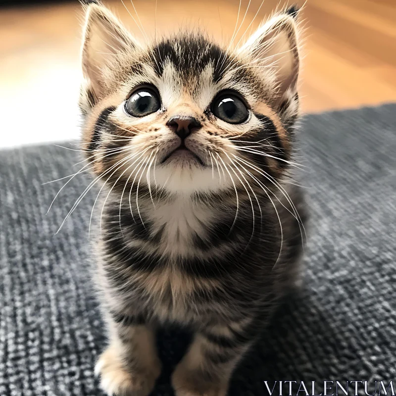 Inquisitive Kitten with Patterned Fur Coat AI Image