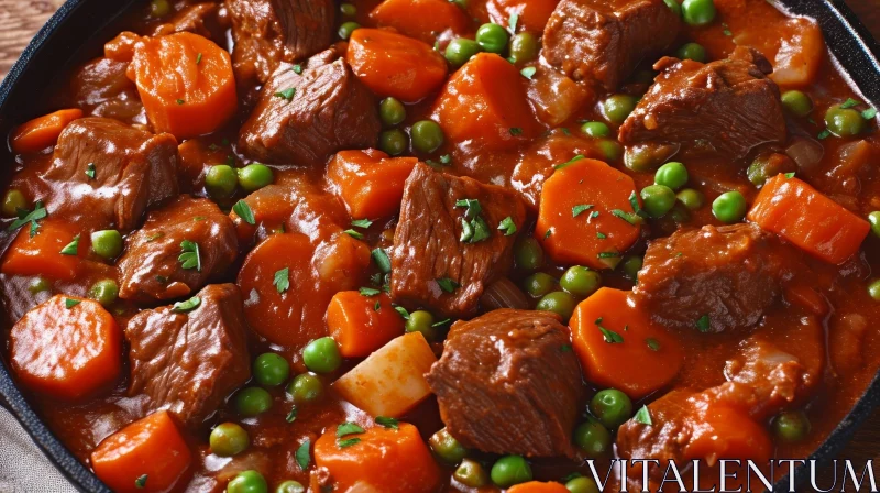 Delicious Beef Stew: A Close-up of a Flavorful Pot of Goodness AI Image