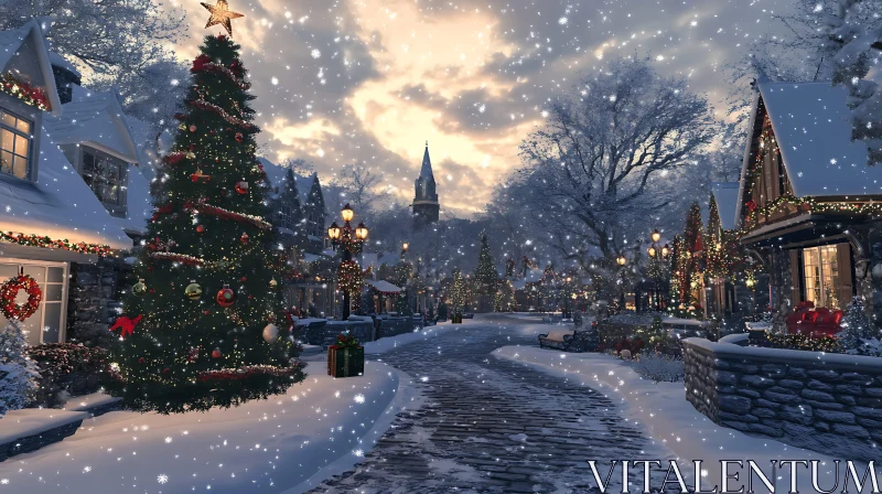 AI ART Charming Christmas Village in Winter Wonderland