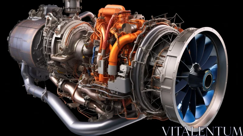 AI ART Modern Aircraft Jet Engine Detailed View