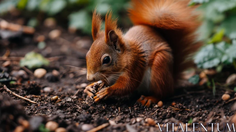 Red Squirrel Eating Nut - Wildlife Photography AI Image