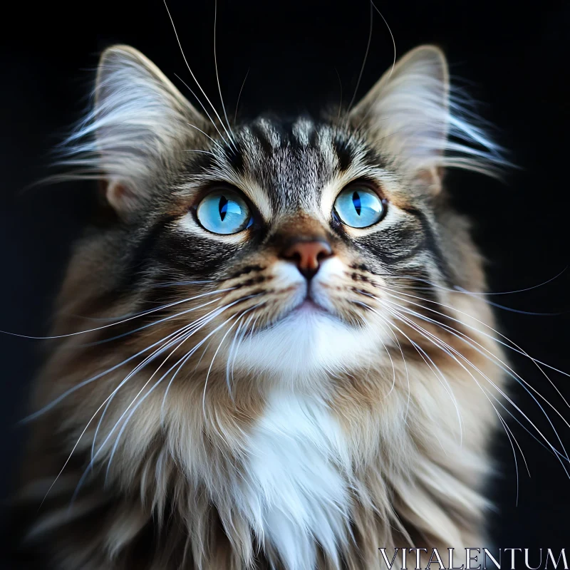 Cat with Blue Eyes and Fluffy Fur AI Image