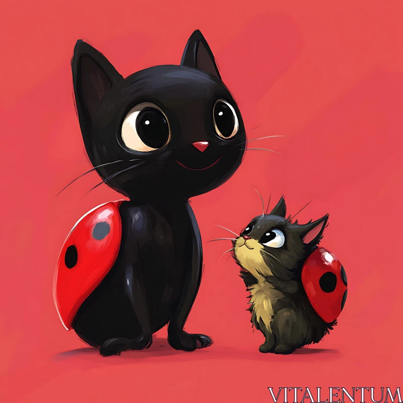 Adorable Cat Art with Ladybug Costumes AI Image