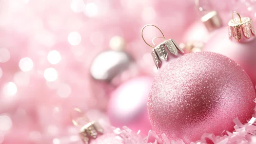 Festive Pink Glitter Ornaments for Christmas