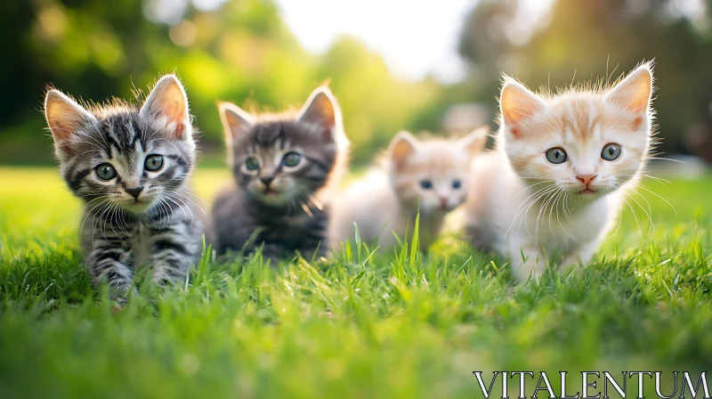 Playful Kittens Outdoors in Sunshine AI Image