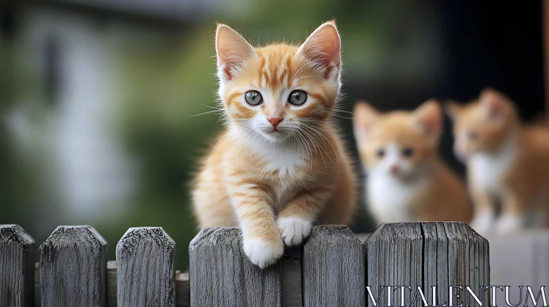 Cute Kitten Resting on Fence AI Image