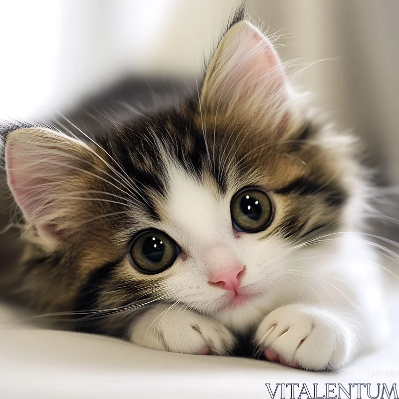 Cute Fluffy Kitten Close-Up AI Image