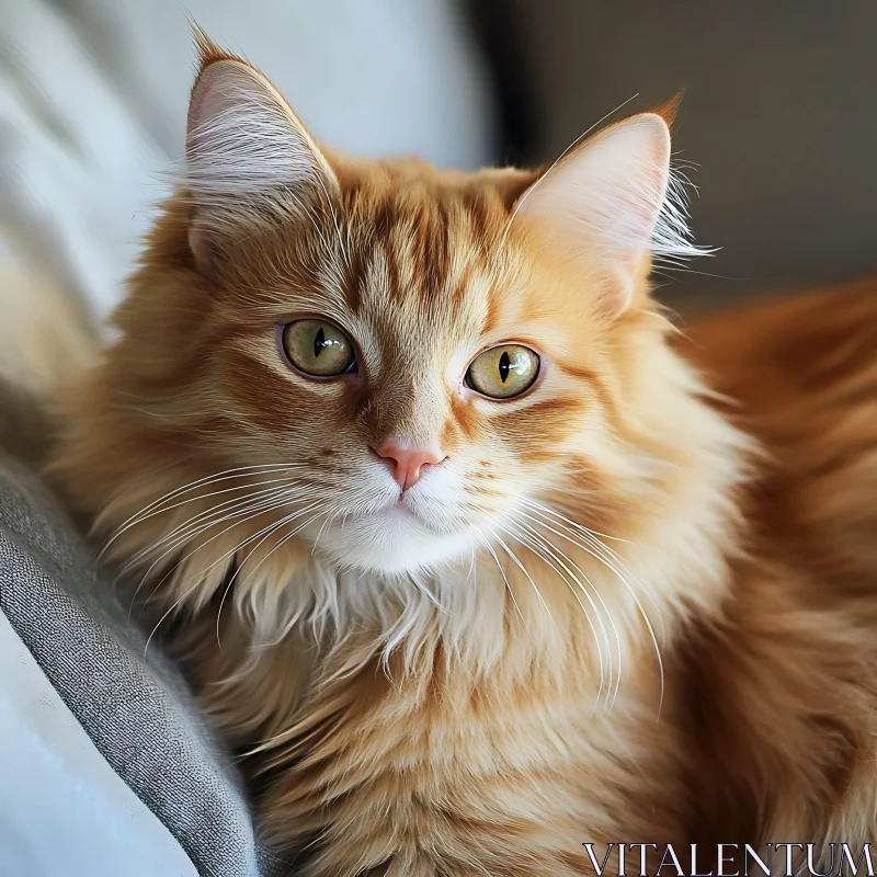 Adorable Ginger Cat with Fluffy Coat AI Image