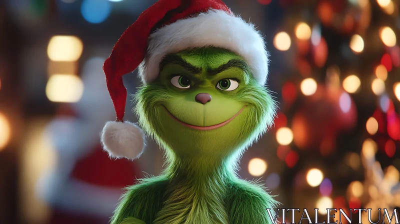 Mischievous Grinch Celebrates Christmas AI Image